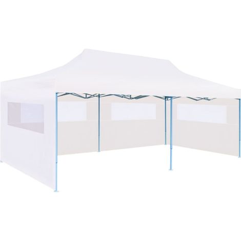Tente de réception pliable, Pavillon, Pergola, Tente de jardin, avec parois 3 x 6 m Acier Blanc OIB7135E (1/5)