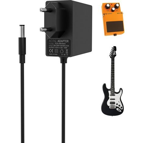 9V 1A Bloc d’Alimentation Pédale Guitare, Adaptateur Chargeur Secteur DC 9V pour Pédale d’Effets, Looper, Stompbox pour Boss PSA-120S, Roland ME-80 GT-1 GT-100, Behringer, JOYO, Clavier Casio, Prise (1/5)