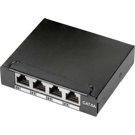 Cat.6A Patchpanel 4-Port LogiLink RJ45 Splitter 10GbE geschirmt (1/5)