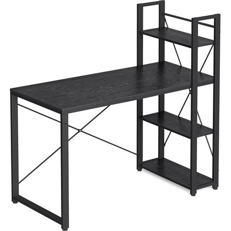 VASAGLE Bureau avec Étagères Réversible à Gauche ou à Droite, Longueur 120 cm, Table d'Ordinateur, pour Bureau à Domicile, Montage Facile, Noir (1/5)