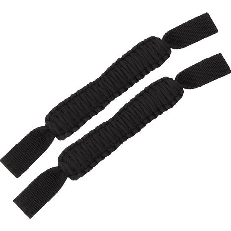 Poignées de maintien pour appui-tête et arceau de sécurité de 29,6 cm, antidérapantes, en paracorde, universelles pour voiture, SUV, quad, SSV, camping-car, noir (1/5)
