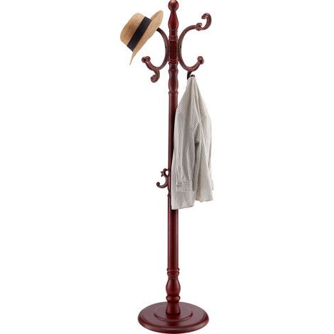 VEVOR Portemanteau sur Pied Portant a Vetements avec Base Stable, 11 Crochets, Porte Manteau en Bois Autoportant pour Entree, Chambre, Salon, pour Suspendre Manteaux, Chapeaux, Vestes, Echarpes, Sacs