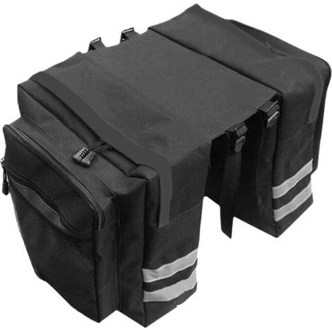 Wasserdichte Doppelfahrradtasche mit Reflektorstreifen – Schwarz (1/5)