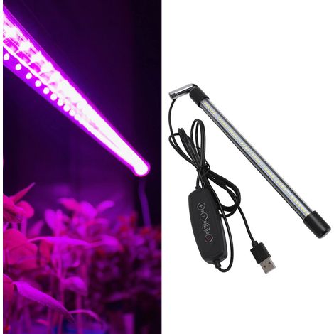 Lampe horticole télescopique à 48 LED, réglable et fixée au sol, avec tube T5 et port USB, idéale pour les plantes succulentes en pot d'intérieur. (1/5)