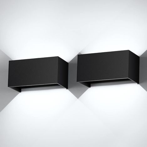 Applique da parete a LED per interni da 24 W, confezione da 2, applique da parete per esterni, impermeabili, IP65, angolo del fascio regolabile, bianco freddo 6000 K [classe energetica E] (1/5)
