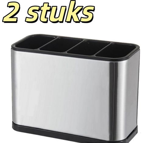 Lot de 2 boîtes de rangement pour baguettes, gain de place pour la cuisine et la salle à manger, dimensions 18 x 8,7 x 13 cm, couleur argent (1/5)