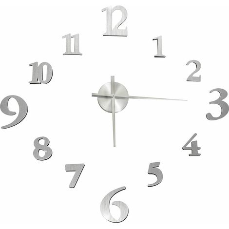 vidaXL Reloj 3D de pared con diseño moderno plateado 100 cm XXL (1/2)