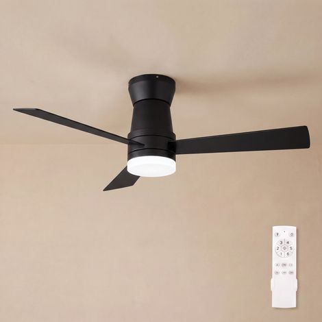 Ventilateur de plafond silencieux, avec lumiere, moteur DC 6 vitesses, 107 cm, minuterie, luminosité réglables, fonction été hiver - Noir (1/5)