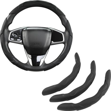 Housse de volant 3D en cuir pour 99% des voitures SUV Camions Noir (1/5)