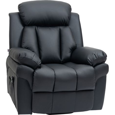 Fauteuil de Relaxation électrique Fauteuil releveur inclinable avec Repose-Pied Ajustable revêtement synthétique Noir (1/5)