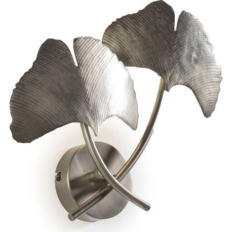 applique murale métal nickel finition vintage design feuille élégante - nickel vintage argenté (1/3)