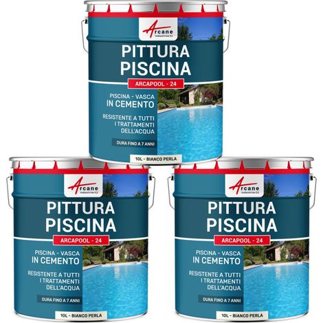 Vernici impermeabilizzanti per piscine - ARCAPOOL - 24 - 3 x 10 L Bianco Perla - RAL 1013 - ARCANE INDUSTRIES