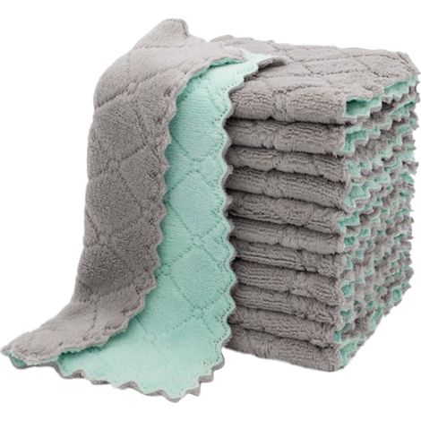 Chiffon De Cuisine - Microfibre Coral Fleece - Absorbant Rapide - Anti-Gras - Lavable En Machine - Pour Vaisselle Et Nettoyage Cuisine - 12 Pièces (1/5)