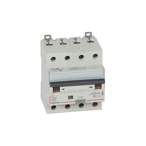 Legrand – Disjoncteur différentiel monobloc 4P 400V – 32A – type AC 300mA – Courbe C – Arrivée haute et départ bas à vis