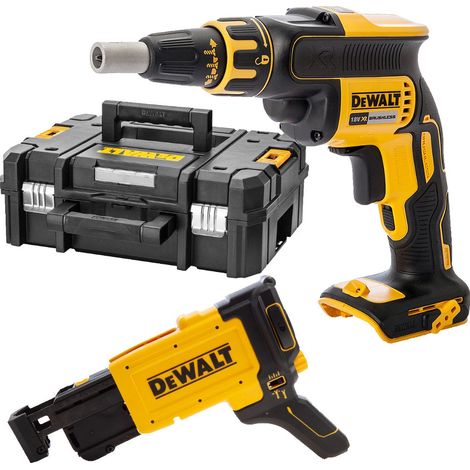 DeWALT DCF620N Cordless Brushless 18V Drywall Screwdriver Body Only With DCF6202 Collated Drywall Screw Gun Attachment And TSTAK Case (1/5)