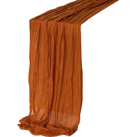 Decorazione per tavolo da pranzo, runner da tavola color ruggine, decorazione per matrimonio, runner da tavola in garza di cotone, regalo (1/5)