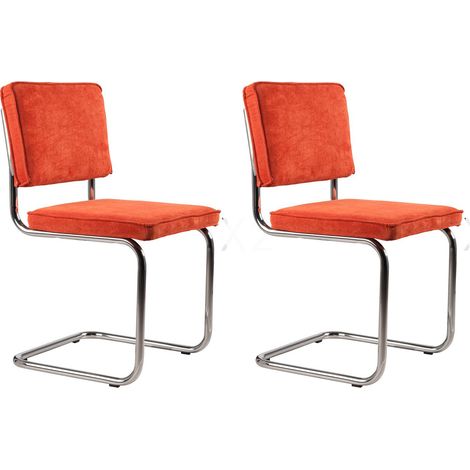Lot de 2 chaises en tissu orange - RIDGE