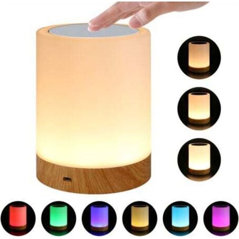Veilleuse LED tactile rechargeable en bois créatif – intensité réglable, ambiance chaleureuse pour chevet ou salon (1/5)