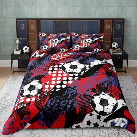 Parure de lit football 200x200cm microfibre avec fermeture éclair pour enfants