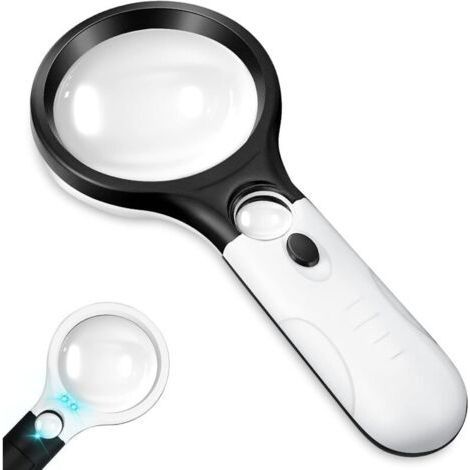 Magnifying Glass with Light, Portable 10X Dual Lens, Light Weight, Large 3 LED Magnifying Glass for Elderly Reading and Children's Interest Explore (1/5)
