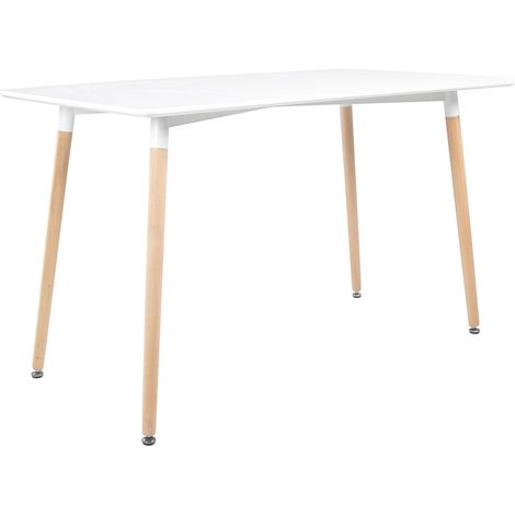 Happy Garden – Table rectangulaire extensible 120 × 70cm blanche – Pieds en bois de hêtre – Pour 6 personnes – Épaisseur plateau 18mm (1/5)