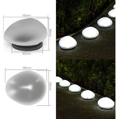 Lampes solaires d'extérieur étanches en galets décoratifs, étanchéité IP65, pour jardin, terrasse, cour, chemin (mini galet, 3 pièce)Lumière Blanche (1/5)