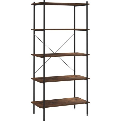 Maison Exclusive - Regal mit 5 Böden Schwarz und Natur 80x40x163 (1/5)