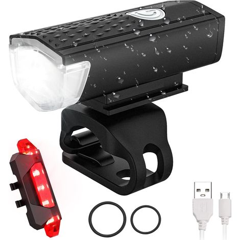 Bike Lights,USB Rechargeable LED Bike Headlight,Rechargeable Waterproof Front Bike Light Set 5 Modes Bike Lights,Bike Light Set for All Bikes (1/5)