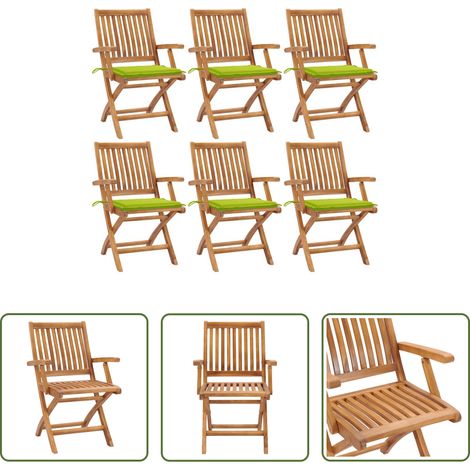 Klappbare Gartenstühle - Klappbare Gartenstühle mit Kissen 6 Stk. Massivholz Teak (1/5)