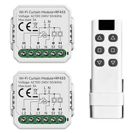 Modules de Volets Roulants, Lot de 2 Interrupteur Module Volet Roulant 240 V avec 1 Interrupteur de Télécommande Changer Rideau Rouleau Connecté avec Commande Vocale (1/5)