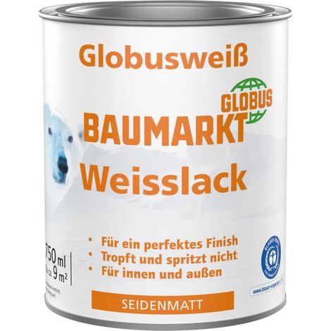 Globusweiß Weißlack weiß seidenmatt 750 ml (1/2)