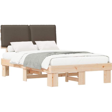 Bettgestell mit gepolstertem Kopfteil Taupe 120 x 200 cm vidaXL