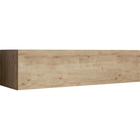 Muebles Bonitos – Meuble TV suspendu 1 porte – Dimensions 120 x 30 x 40 cm – Finition chêne mate – Système d'ouverture push-click – Design minimaliste (1/5)