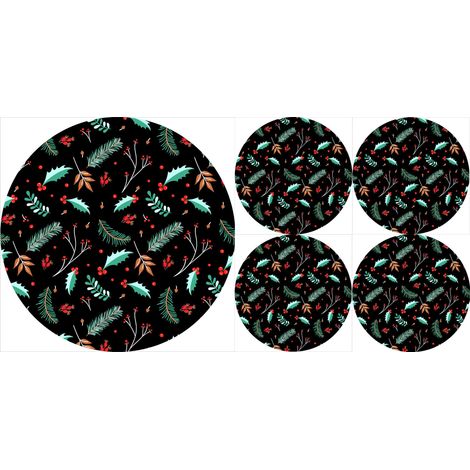 Juego de manteles individuales redondos 1+4 - acebo (1/2)