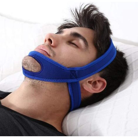 bandeau Anti-ronflement (bleu), Bandeau Anti-ronflement Unisexe Pour Le Sommeil, Soutien Du Menton (1/5)