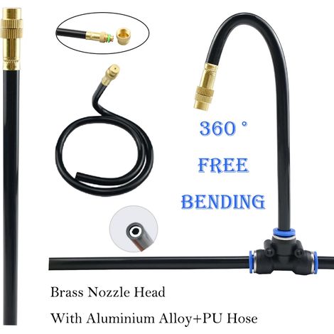 Buse de brumisation orientable à 360° (20 cm pour tuyau de 8 mm) en laiton, réglable, pour l'arrosage du jardin avec tuyau PE de 6/8/10/12 mm. (1/4)
