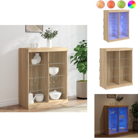 Buffet avec lumières LED chêne sonoma 81x37x100 cm - Buffet Moderne - Meuble De Rangement - Luminaire Led - Décoration Intérieure - Mobilier Salon (1/5)