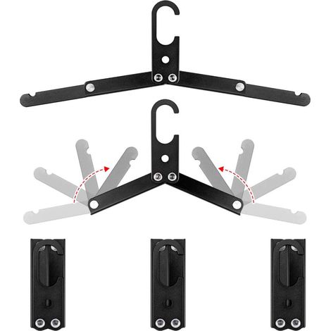 Faltbare Reisekleiderbügel aus Metall für nasse Kleidung, platzsparend, Reiseaccessoires für Camping (3, schwarz) (1/5)
