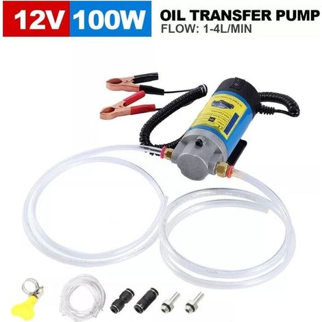 12V 100W Pompe à Huile Diesel Pompe Electrique Vidange Huile Moteur, Pompe de Transfert Pompe extracteur de vidange d'huile- Faible Bruit équipée de 3 Tuyaux (1/5)