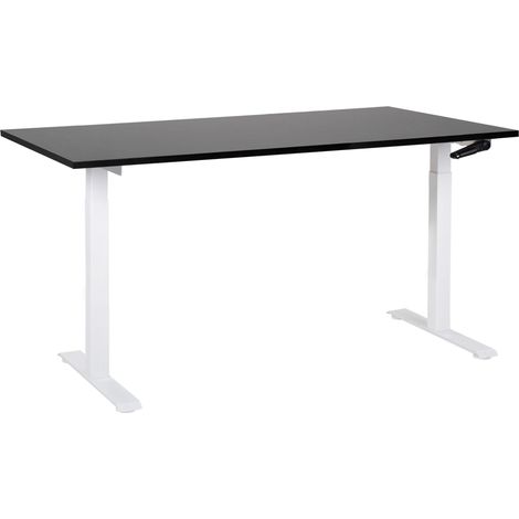 Schreibtisch manuell höhenverstellbar DESTINES 160 cm 72 cm Schwarz / Weiß (1/5)