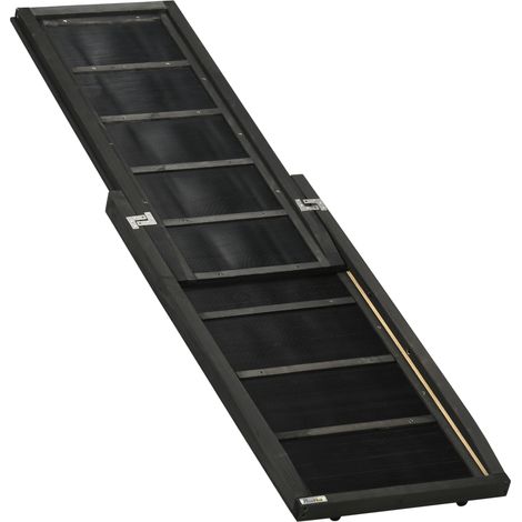 Rampe Cani Pieghevole Legno Antiscivolo Maniglia Laterale 43x165x6,5cm Noir (1/5)