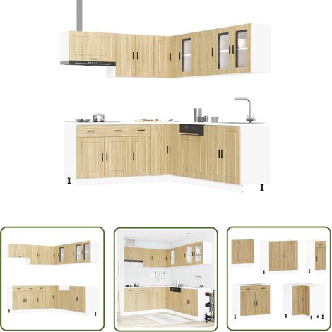 vidaXL 11-tlg. Küchenschrank-Set Porto Sonoma-Eiche Holzwerkstoff (1/5)