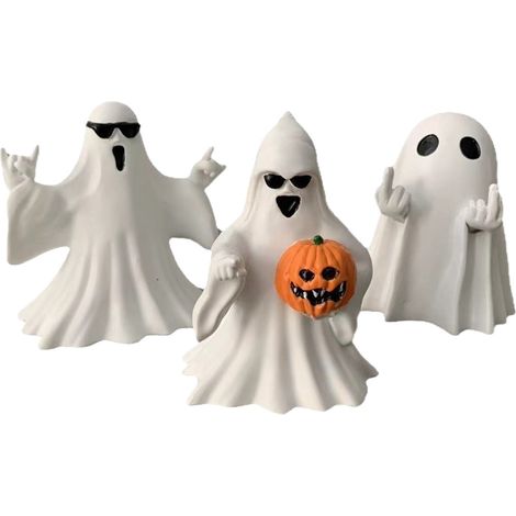 Figurine fantôme d'Halloween - Statue effrayante du majeur, décoration mignonne pour décorations d'Halloween, porche et décoration intérieure effrayante (1/4)