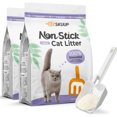 Litière agglomérante non adhésive pour chat - Sans poussière et sans parfum - En manicol naturel respectueux des animaux - Avec neutralisation des odeurs - Deux fois plus longue durée que la litière (1/5)