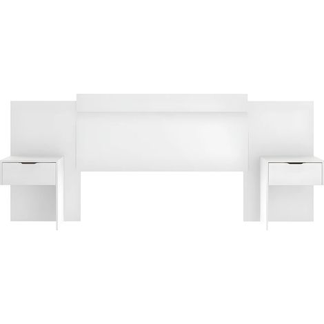 Testata letto allungabile con comodini - 140/160 cm - Bianco - PARATI (1/5)