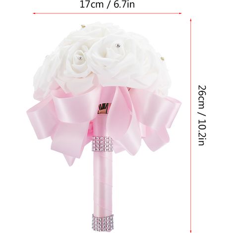 Bouquet de mariée artificiel rose, fleurs pour la décoration et les accessoires de mariage (1/5)