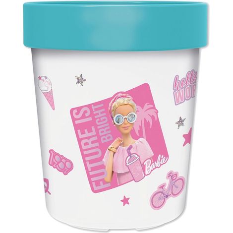 STOR Bicchiere bianco azzurro e rosa per bambini in plastica Barbie 260 ml