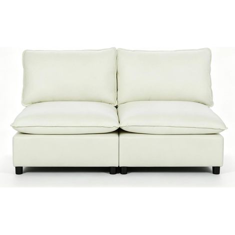Modernes 2-Sitzer-Sofa 146 cm ohne Armlehnen aus Stoff in Creme (1/4)