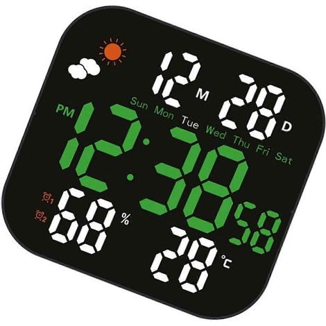 Réveil numérique grand écran, horloge de bureau pour chambre à coucher, avec affichage de la date et du jour de la semaine, convient à la décoration du salon et du bureau, disponible en plusieurs coul (1/5)