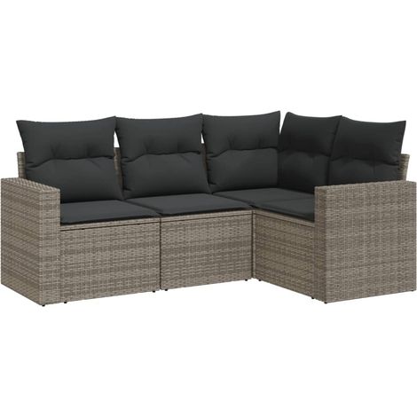 Maison Exclusive - 4-tlg. Garten-Sofagarnitur mit Kissen Grau Pol